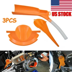 3 PCS Orange Primary Oil Fill Funnel+Drip Free Oil Filter Set Fits For Harley - Bild 1 von 10