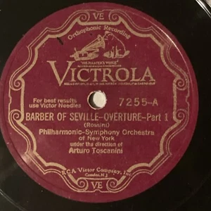 12" 78 RPM-Arturo Toscanini-Barber of Seville Overture Part 1/2/Victrola 7255 - Imagen 1 de 4