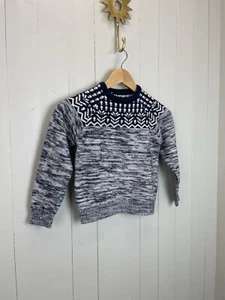 Vintage Aged 3-4 Years Navy Mark Patterned Knit Jumper Prenatal - Picture 1 of 6