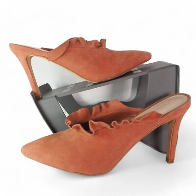Loeffler Randall Langley Ruffle Stiletto Kid Suede Heels "Dusty Rose" Women's 7B - Image 1 of 4