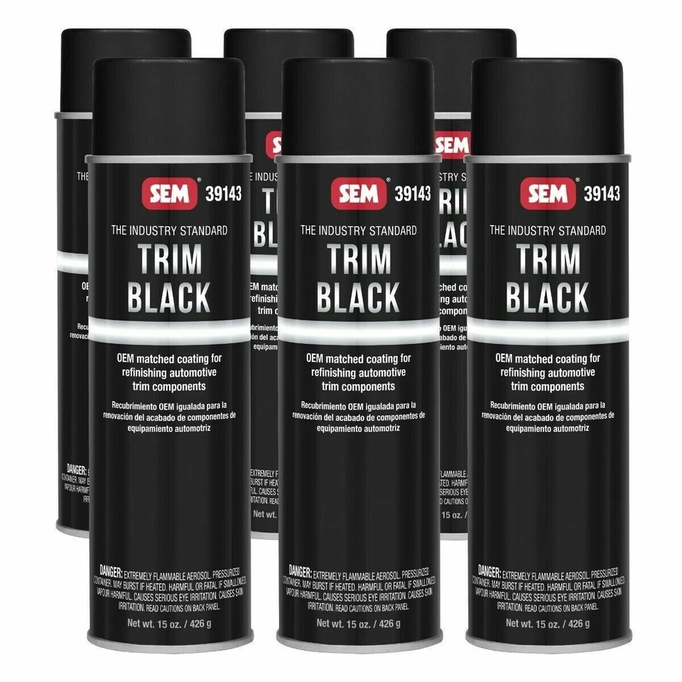 SEM 39143 Trim Paint Fast Dry Flat Black Aerosol 15.5 oz 39143  - Pack of 6 - Image 1 of 1