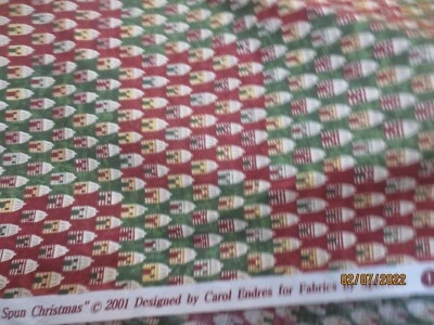 3 yds x 42" Home Spun Christmas 2001 Carol Endres for Spectrix cotton fabric - Image 1 of 4