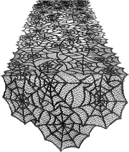 Halloween Black Lace Spider Web Table Runner 72 X 18 Inch New - Picture 1 of 6