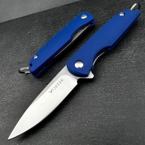 VORTEK PIKA D2 Blade Small Light Keychain Flipper EDC Folding Pocket Knife Blue - Picture 1 of 6