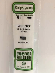 Evergreen Scale Models Opaque White Styrene Strips .040in Thick, 24in Long . 351 - Picture 1 of 1