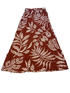 Vince Camuto Womens Rust Red With Floral Elastic Waist Rayon Maxi Skirt Size XS - Picture 1 of 5