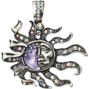 KIRKS FOLLY SUNSHINE ILLUSION SEAVIEW MOON SHADOW FOLDOVER PENDANT ST PURPLE TW - Picture 1 of 3