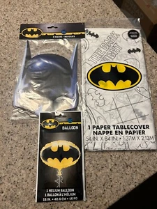 BATMAN BIRTHDAY PARTY Lot PAPER MASKS, Tablecloth, & Balloon NEW!! - Picture 1 of 1