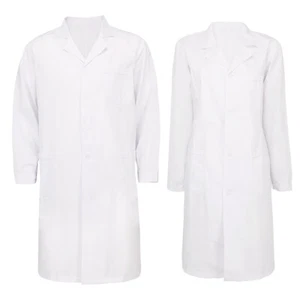 Womens/Mens Long Sleeve Scrubs Lab Coat Medical Nurse Doctor Uniform Coat Jacket - Picture 1 of 28