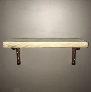 Rustic Reclaimed Wooden Shelf with Copper Brackets - Picture 1 of 3