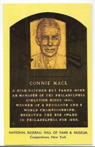 CONNIE MACK -BASEBALL HOF- INDUCTION PLAQUE,STAR CATCHER & ATHLETICS MGR 50 YRS - Picture 1 of 1
