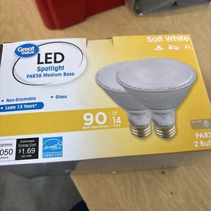 Great Value LED Spotlight Par38 Medium Base 90W Equivalent Glass Soft White 2 Pk - Picture 1 of 4