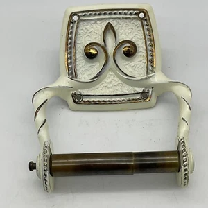 Vintage French Provincial Off White & Gold Toilet Paper Holder - 1973 Canada - Picture 1 of 4