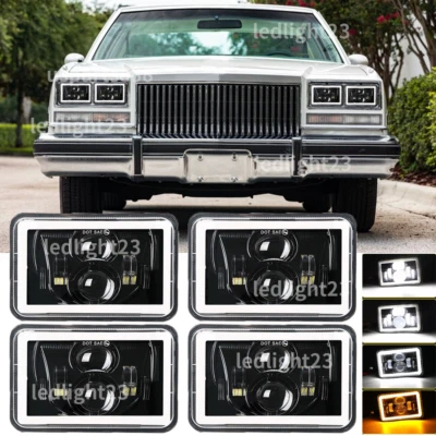 4pcs 4x6" LED Headlights H4 Fit Buick Riviera 1975 1976 1977 1978 1979 1980-1985 - Image 1 of 4