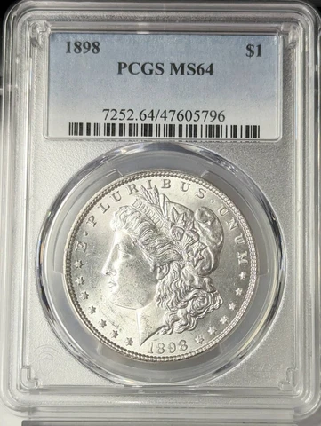 1898 P Morgan Silver Dollar PCGS MS-64 Cover