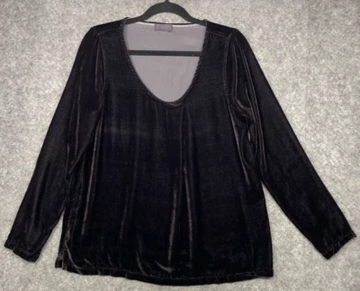 Blusa feminina CP Shades veludo M marrom seda Lagenlook manga longa boho - Imagem 1 de 4