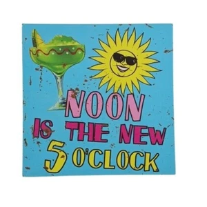Summer Bar Wall Decor Sunshine Noon is the New 5 O'Clock Beer Margarita Sign - Picture 1 of 4
