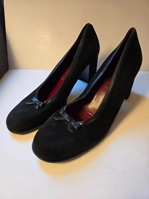 Tacones vintage Charles Jourdan Paris cuero gamuza negro punta redonda 7 M Foto 1 de 4