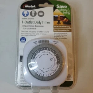 Westek Indoor 1 Outlet Daily Timer 24 On 24 off Per Day TM01DHB New Sealed - Picture 1 of 2