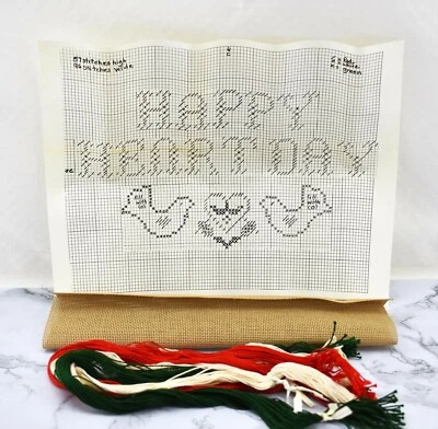 Happy Heart Day Lovebirds San Valentín Kit Punto de Cruz Contado Foto 1 de 4