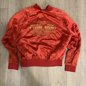 Adulto M Las Vegas Hilton Mike Tyson vs Frank Bruno 1989 Chaqueta de Lucha Roja con Cremallera - Imagen 1 de 9