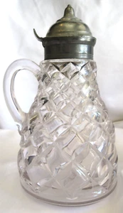 EAPG Antique Victorian Clear Lavender Tint Diamond Pattern Syrup Pitcher EUC - Picture 1 of 7
