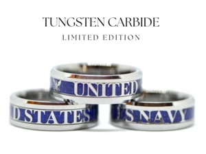 US Navy Ring hellblau Wolfram Band Matrose Veteran Ruhestand Abschluss - Bild 1 von 1