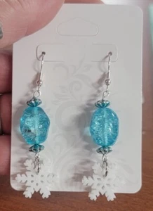 Snow Flake And Blue Dangle Earrings - Bild 1 von 2