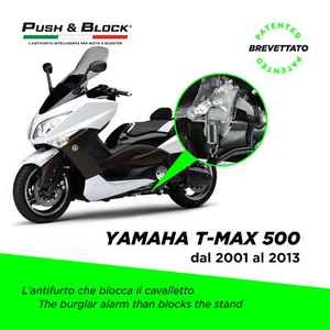 ANTIFURTO SCOOTER MOTO PUSH&BLOCK BLOCCA CAVALLETTO YAMAHA T-MAX TUTTI I MODELLI - Picture 1 of 3