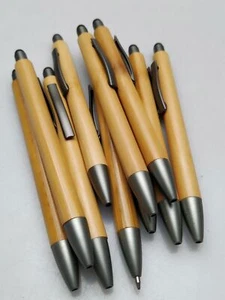 10x Touchpoint Bambù Pubblicità Penna a Sfera Riempibile Inchiostro Blu Legno 0,5€/E - Foto 1 di 4