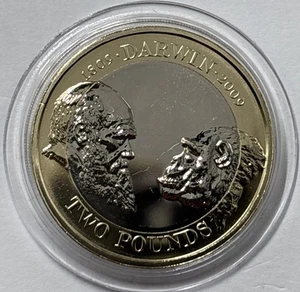 Moneda de 2 libras esterlinas 2009 The Royal Mint Charles Darwin brillante sin circular Reino Unido - Imagen 1 de 4