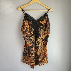 Solange Satin Animal Print Lace Chemise Playsuit Plus Size 18/20 Nightgown Sexy - Picture 1 of 23