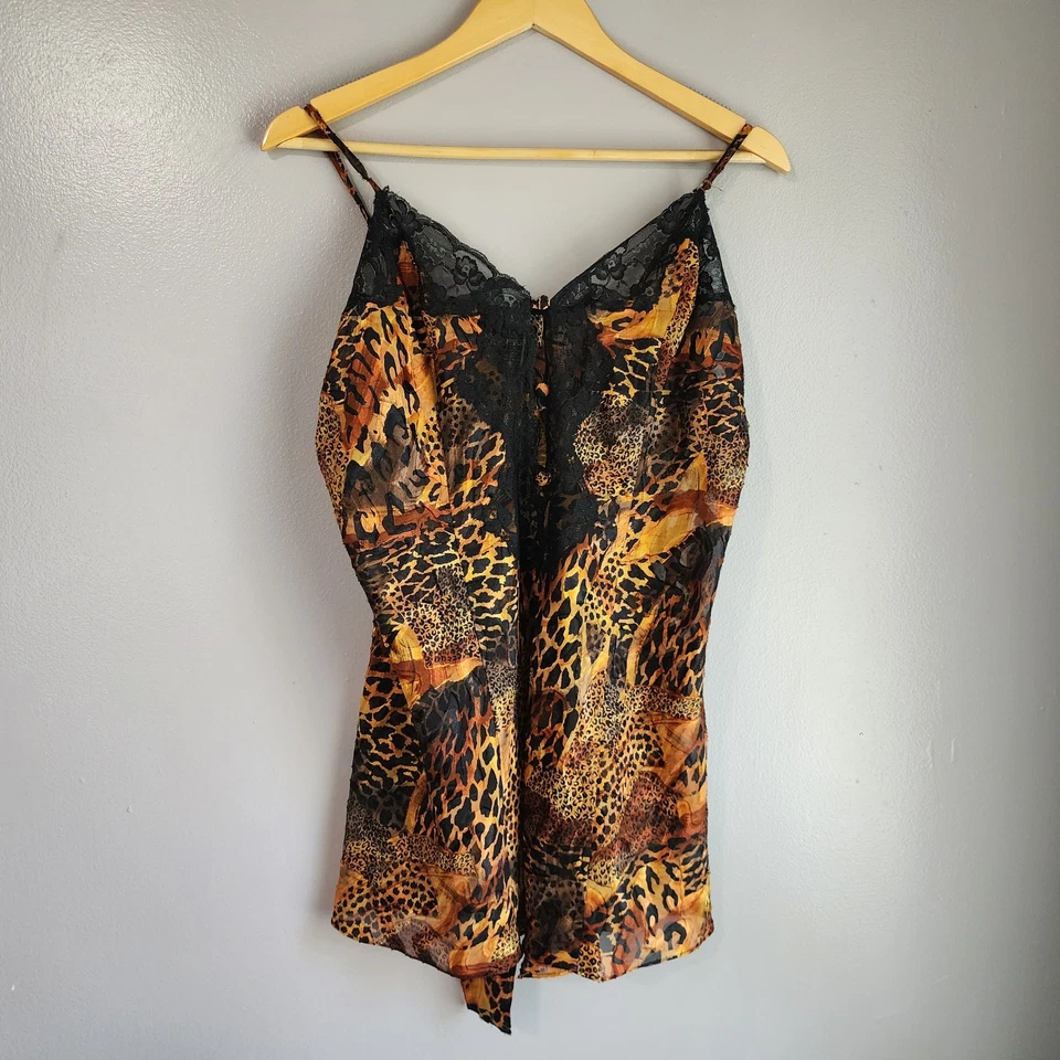 Sexy Camisón Solange Satinado Estampado Animal Encaje Quimise Talla Grande 18/20 Foto 1 de 4