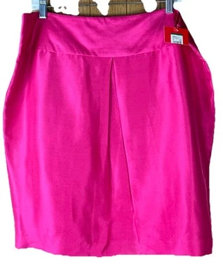 NUEVA Falda Isaac Mizrahi (Talla 16) 100% Seda Rosa Forrada Cremallera Lateral Abertura Trasera Foto 1 de 4