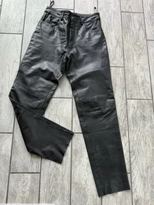 No Brand Women’s Size 10 Black W/Pockets Leather Pants High Waist No Hem - Bild 1 von 6