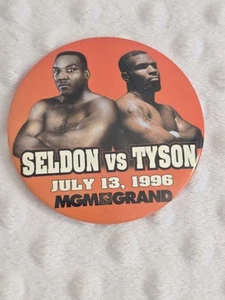 Vintage Pin Bruce Seldon vs. Mike Tyson Boxing Pinback Button 1996 Fight Date - Picture 1 of 12