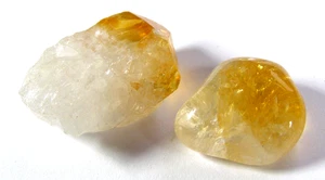 CITRINE TUMBLESTONE & POINT -  joy of life,  positivity - in pouch  #1 - Picture 1 of 4
