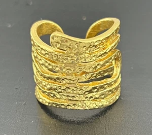 "Anillo de oro Karine Sultan para mujer con remolino hecho a mano placa de oro de 24 k sin tamaño de 0,5"" de ancho" - Imagen 1 de 11