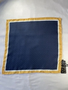 TM Lewin BNWT silk pocket square/handkerchief - navy/gold dots - Picture 1 of 4