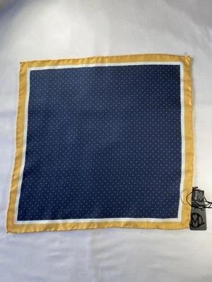 TM Lewin BNWT silk pocket square/handkerchief - navy/gold dots - Image 1 of 4