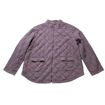 J. Jill Quilted Zip-Front Jacket Women's XL Tall Light Iced Mauve Patch Pockets - Image 1 of 4