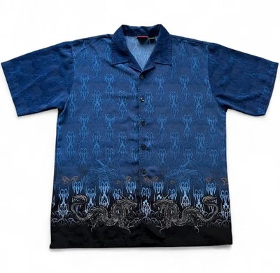 Camisa de hombre Street Culture vintage años 90 dragón azul abotonada XL Foto 1 de 4