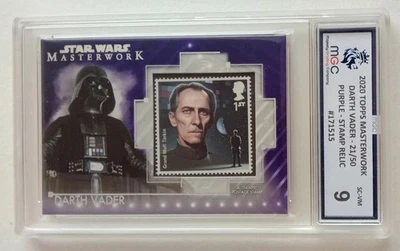 TOPPS STAR WARS DARTH VADER MASTERWORK STAMP RELIC PURPLE SC-VM 21/50 GRADED 9  - Image 1 of 4