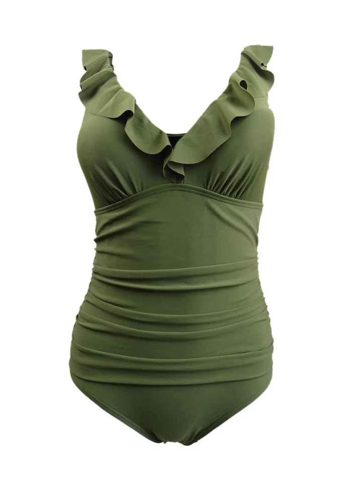 Dkny Ruffle womens Tummy Control One-Piece Size 6 Swimsuit 14543