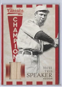 2014 CLASSICS CHAMPIONS MATERIALS BATS #20 TRIS SPEAKER #'D 99/99 HOF - Picture 1 of 2