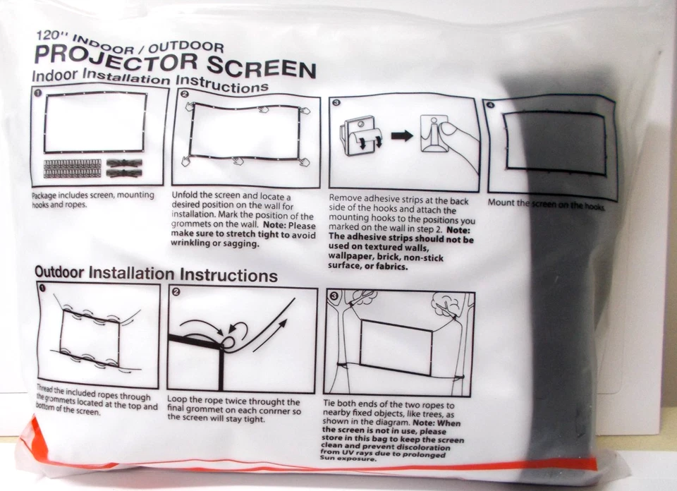 Projector Screen, 16:9 Home Theater Foldable Screen 120" Indoor/Outdoor, White - Image 1 of 1