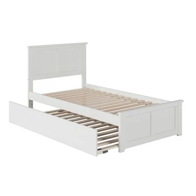 Pemberly Row Traditional Solid Wood Twin XL Platform Bed with Trundle in White - Image 1 of 4