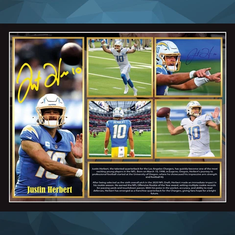 Justin Herbert, American Football Quarterback, NFL, Sports Memorabilia Frame Cover