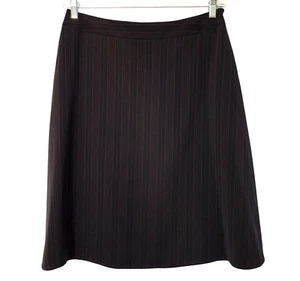 Allen by ABS Womens A-Line Skirt Size 12 Black Red Pinstriped Knee Length Career - Picture 1 of 8