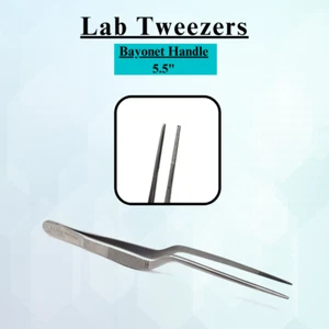 Medical Bayonet Tweezers w/ Serrated Tips for Surgical & Diagnostic Tasks - 5.5" - Picture 1 of 6